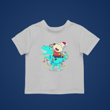 Wolfoo Santa Rides Glowing Dinosaur Cotton Short-Sleeved Toddler T-shirt