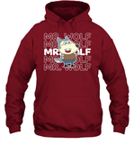 Mr Wolf with Text Background Fleece Long-Sleeved Parent Hoodie
