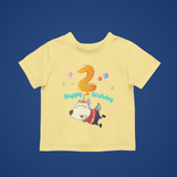 Wolfoo Happy Birthday 2 Cotton Short-Sleeved Toddler T-shirt