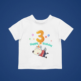 Wolfoo Happy Birthday 3 Cotton Short-Sleeved Toddler T-shirt