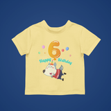 Wolfoo Happy Birthday 6 Cotton Short-Sleeved Toddler T-shirt