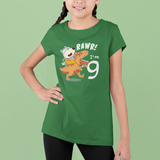 Wolfoo Rides Dinosaur Rawr 9 Cotton Short-Sleeved Youth T-shirt