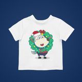Wolfoo In Christmas Wreath Cotton Short-Sleeved Toddler T-shirt