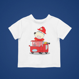 Firefighter Wolfoo Rides Fire Truck Cotton Short-Sleeved Toddler T-shirt